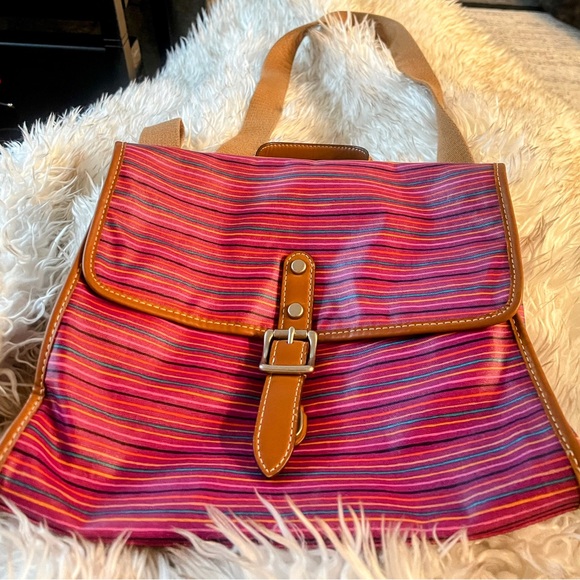 Fossil Keyper Striped Coated Canvas Crossbody Bag Pink Multicolor 12" x 10" x 4 - Picture 3 of 9